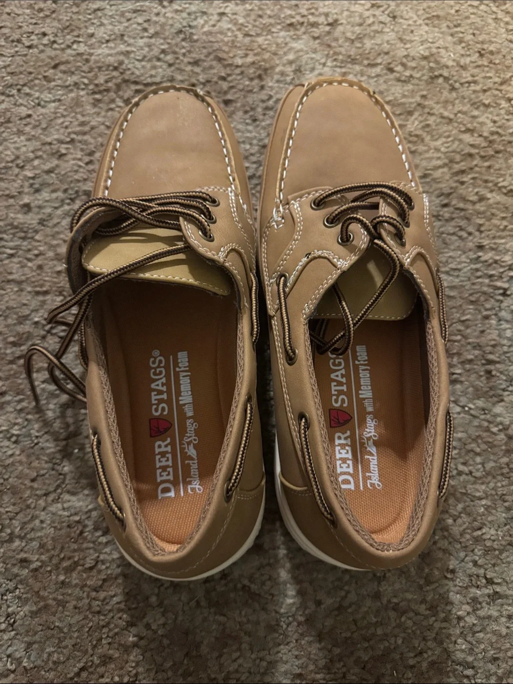 Deer Stags Men's Boat Shoes in Tan with Cream Soles